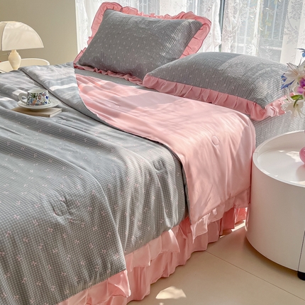 慕晨 2025新品天丝莫代尔夏被床盖四件套天丝夏凉被直播热款夏被四件套 心动讯号