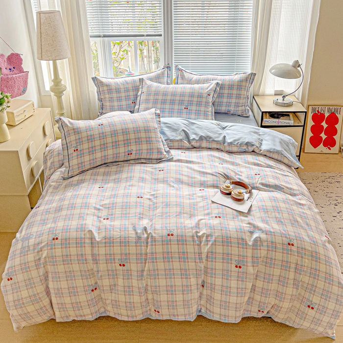 91家纺网 家纺一手货源 找家纺 暖芯优选 2025新款全棉纯棉一字绣四件套系列 樱桃派