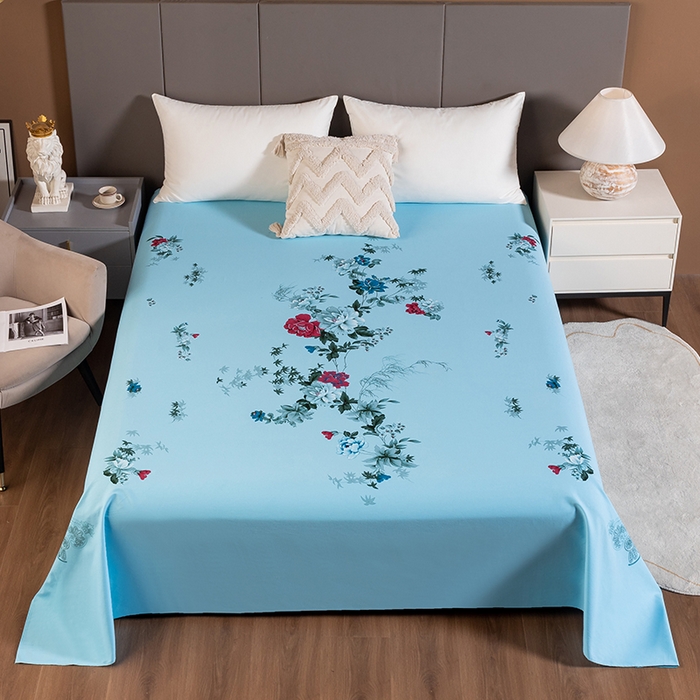 91家纺网 家纺一手货源 找家纺 居美良品 2025新款国民老上海100%全棉床单 牡丹绽放-浅绿