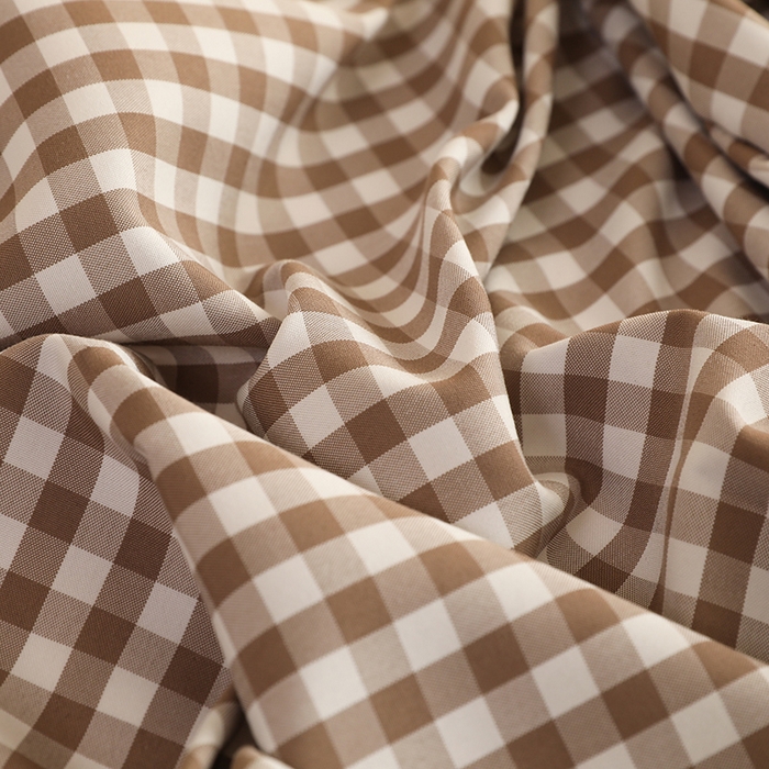 91家纺网 家纺一手货源 找家纺 绒多多 2025新款简约水洗棉色织床笠 咖小格