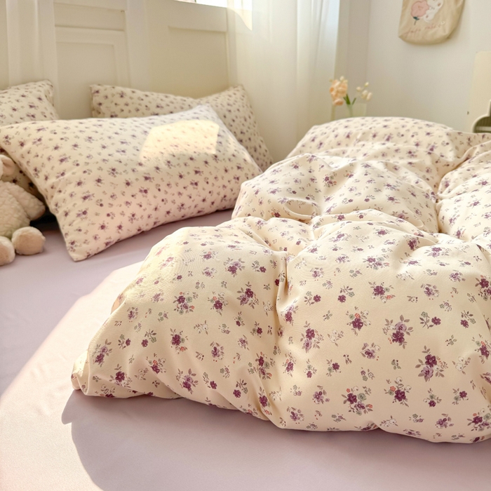 91家纺网 家纺一手货源 找家纺 丝芙妮家居2025新款水洗针织棉双层纱印花四件套 春野花苑