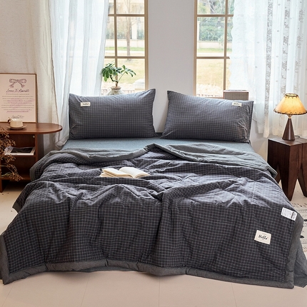 恋人优选 2025新款纯棉色织水洗夏被 小灰格