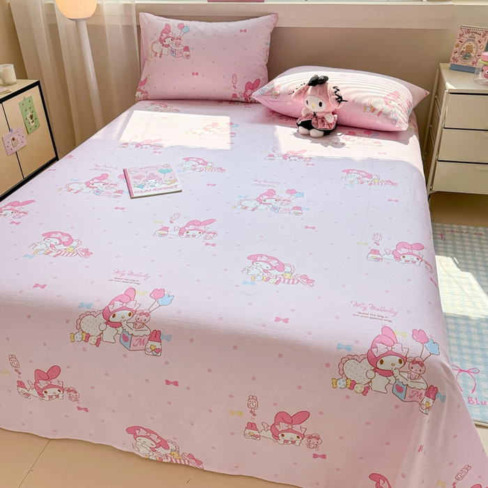 91家纺网 家纺一手货源 找家纺 呗旺鹿 2025新款正版三丽鸥全棉13372单品床单 童趣美乐蒂