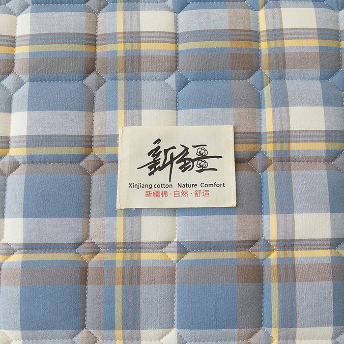 91家纺网 家纺一手货源 找家纺 喜居家纺2025新款A类水洗棉夹棉棉花床笠垫 棉-云舒蓝