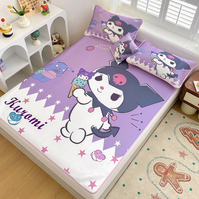 91家纺网 家纺一手货源 找家纺 ds生活馆 2025新款大版卡通牛奶丝凉席冰激凌库洛米