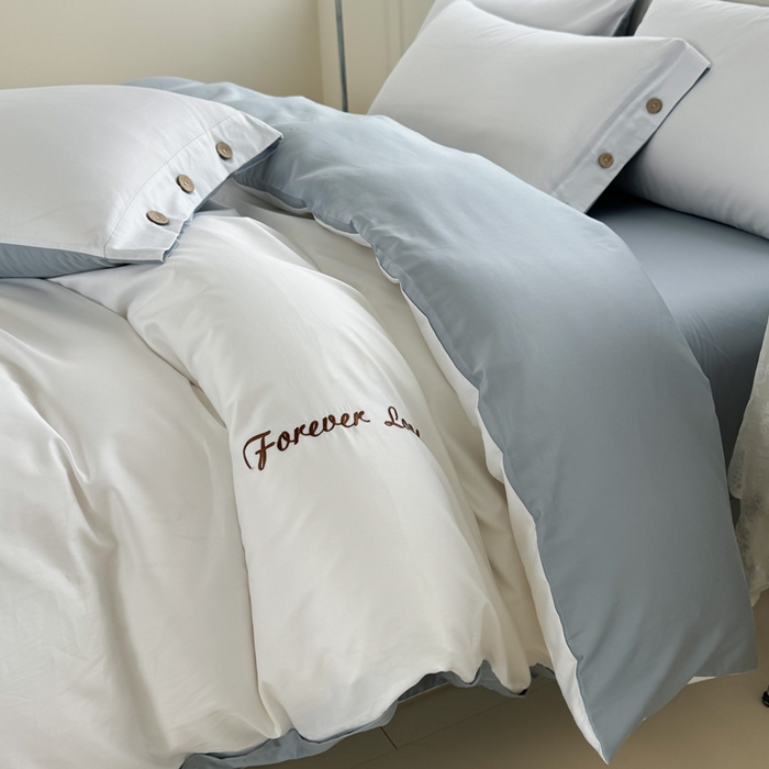 91家纺网 家纺一手货源 找家纺 艾迪尚家纺 2025新款A类纯色双拼长绒棉纯棉刺绣系列单品被套 被套单件（有单品 可定制） 白蓝序曲