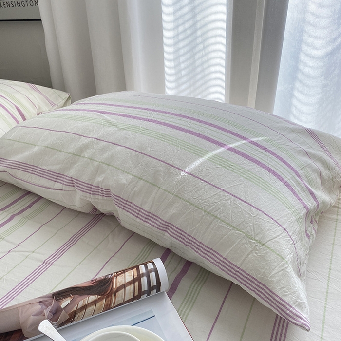 91家纺网 家纺一手货源 找家纺 艾咪-Amy ntmy 2025新款全棉纯棉色织水洗棉单品-平铺款 漫悠绿紫