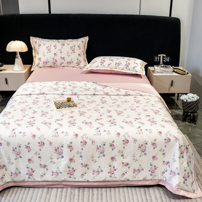 91家纺网 家纺一手货源 找家纺 归属2025新款水洗真丝夏被四件套空调被夏凉被 花期