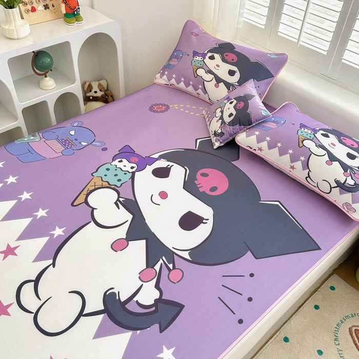 91家纺网 家纺一手货源 找家纺 ds生活馆 2025新款大版卡通牛奶丝凉席冰激凌库洛米