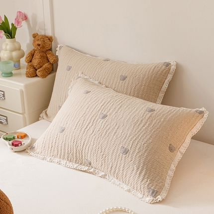 麻依 2025新款韩国纱布色织提花枕套柔软顺滑 憨憨熊