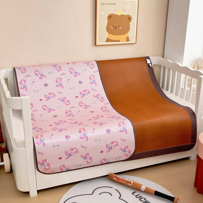 91家纺网 家纺一手货源 找家纺 梵赫 2025新款冰丝古藤双面卡通儿童凉席凉席-星黛小兔