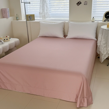 艾迪尚家纺 2025新款A类纯色双拼长绒棉纯棉刺绣系列单品床单 床单单件（有单品 可定制） 淡绿粉韵