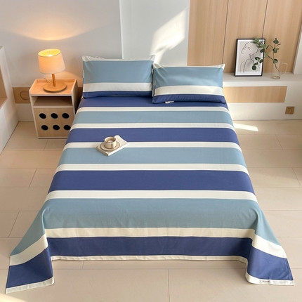 91家纺网 家纺一手货源 找家纺 （总）春皖家纺 2025新款A类全棉简约老粗纱布四件套风格一-普通款单床单