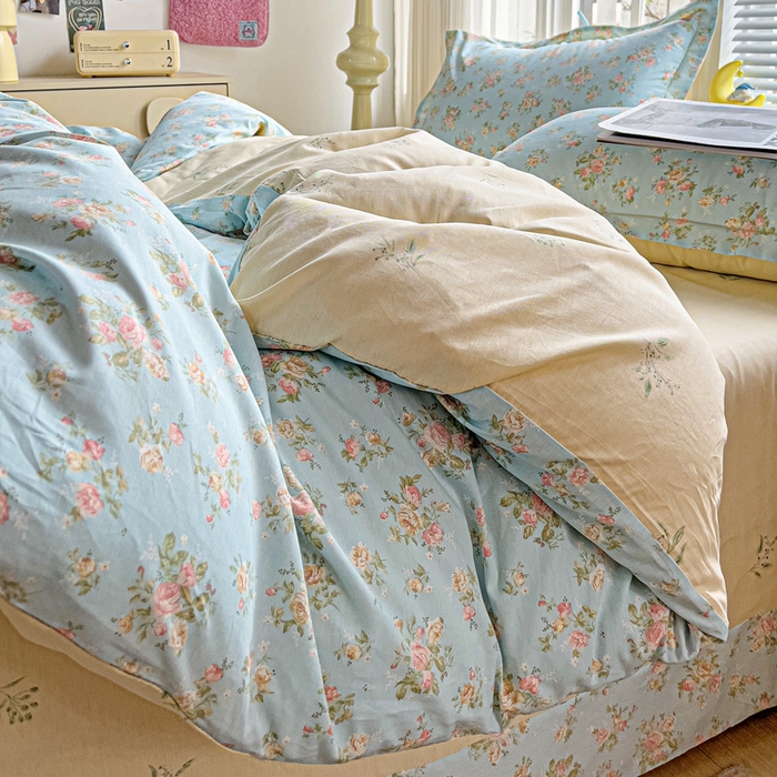 91家纺网 家纺一手货源 找家纺 暖芯优选 2025新款全棉纯棉一字绣四件套系列 素雅花香