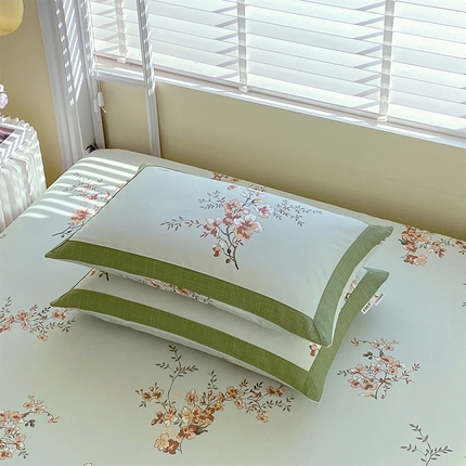 91家纺网 家纺一手货源 找家纺 （总）春皖家纺 2025新款A类全棉简约老粗纱布四件套风格一-工艺款单枕套