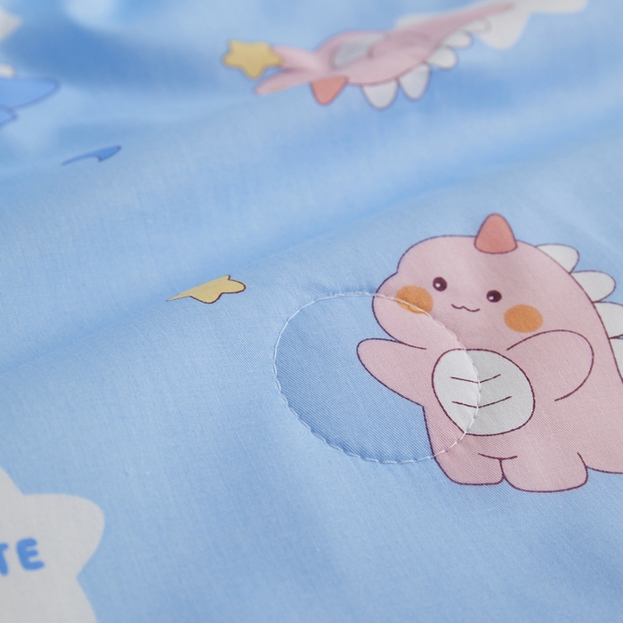 91家纺网 家纺一手货源 找家纺 ds生活馆 2025新款儿童学生纯棉精梳棉系列单夏被 星星恐龙蓝