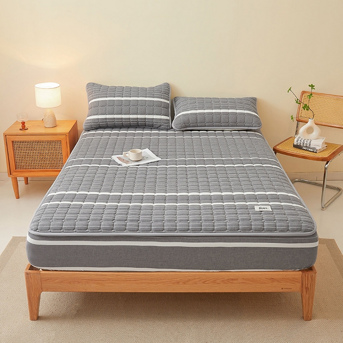 91家纺网 家纺一手货源 找家纺 喜居家纺2025新款A类水洗棉夹棉棉花床笠垫 棉-星河灰