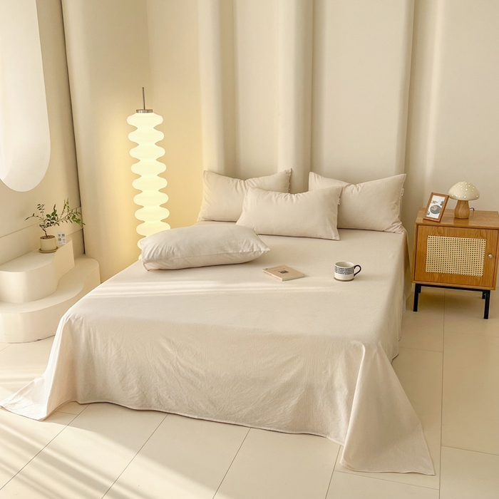 91家纺网 家纺一手货源 找家纺 恋之语家纺 2025新款全棉纯棉色织床单单品单床单床单单件 条纹咖