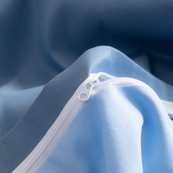 91家纺网 家纺一手货源 找家纺 恋之语 2025新款90克纯色双拼四件套 星耀蓝+浅兰