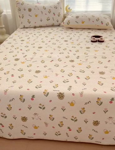 91家纺网 家纺一手货源 找家纺 羽爱家纺 2025全棉13372新疆棉花床盖三件套向日葵