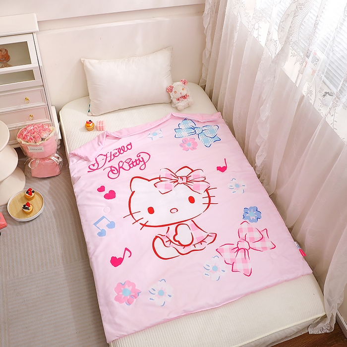 91家纺网 家纺一手货源 找家纺 2025新款三丽鸥正版授权库洛米儿童大版夏被夏凉被凉感天丝空调被夏凉被幼儿园午睡凉席夏被三件套 KT-甜心宝贝