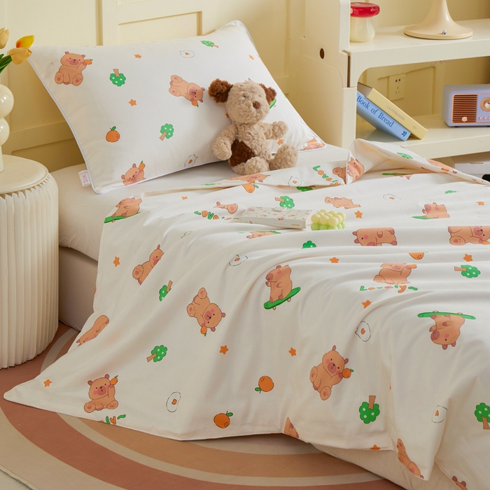 91家纺网 家纺一手货源 找家纺 ds生活馆 2025新款儿童学生纯棉精梳棉系列单夏被 滑板巴拉