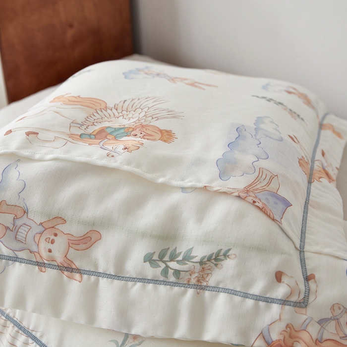 91家纺网 家纺一手货源 找家纺 荷马之梦 2025新款天竹系列—A类原创手绘风天竹纤维儿童枕套 飞马小王子