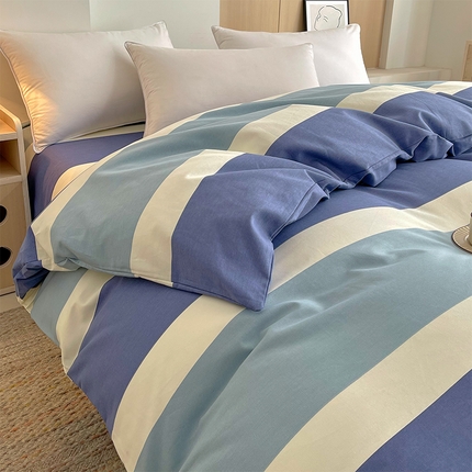 91家纺网 家纺一手货源 找家纺 （总）春皖家纺 2025新款A类全棉简约老粗纱布四件套风格一-普通款单被套