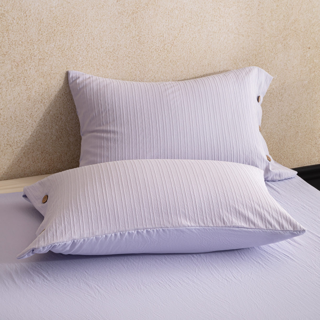 91家纺网 家纺一手货源 找家纺 恋之语 2025新款亲肤舒适提花纽扣款四件套 赛琳娜-紫