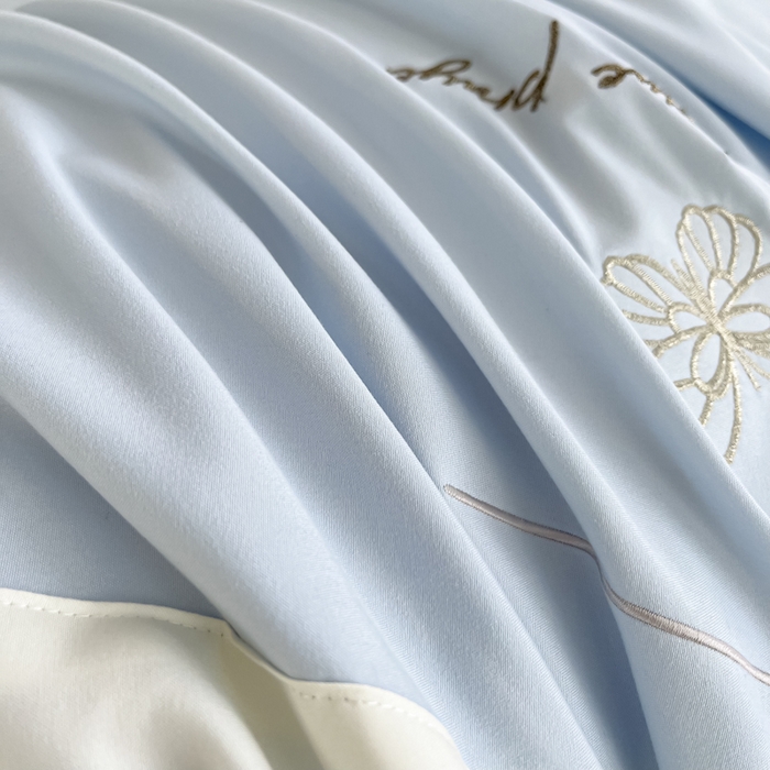 91家纺网 家纺一手货源 找家纺 恋之语 2025新款水洗棉刺绣四件套-锦绣花 锦绣花-天蓝