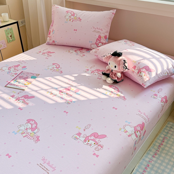 91家纺网 家纺一手货源 找家纺 呗旺鹿 2025新款正版三丽鸥全棉13372单品床笠 童趣美乐蒂