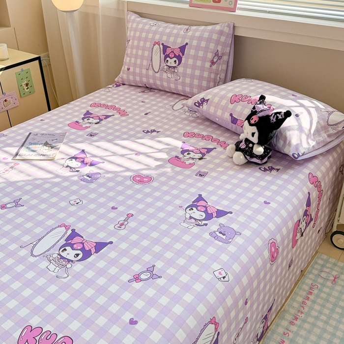 91家纺网 家纺一手货源 找家纺 呗旺鹿 2025新款正版三丽鸥全棉13372单品床单 格子库落米