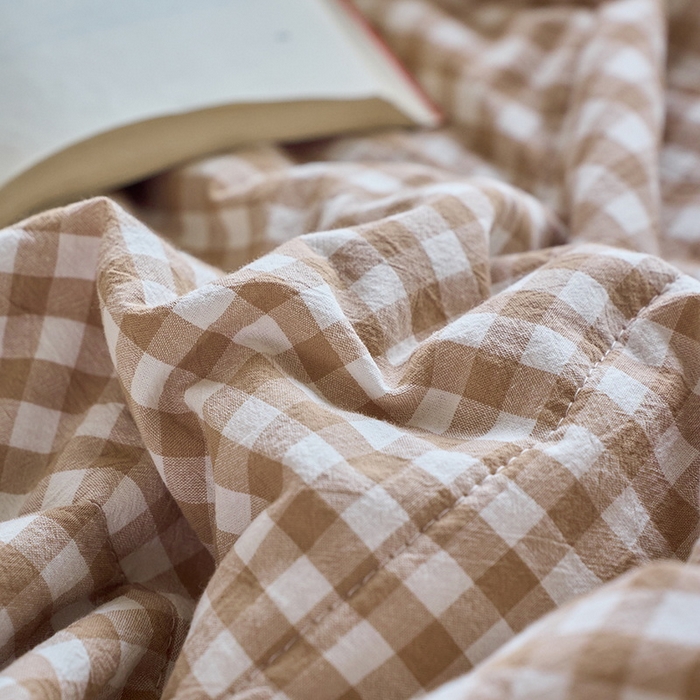 91家纺网 家纺一手货源 找家纺 恋人优选 2025新款纯棉色织水洗夏被 米小格