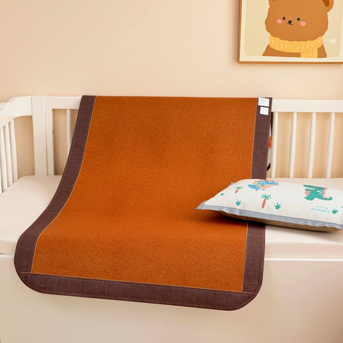 91家纺网 家纺一手货源 找家纺 梵赫 2025新款冰丝古藤双面卡通儿童凉席凉席-热带恐龙