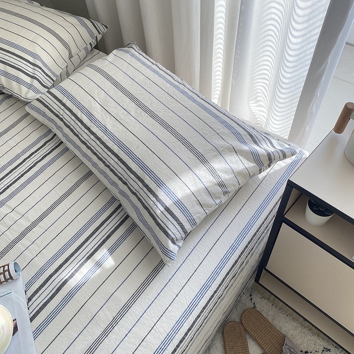 91家纺网 家纺一手货源 找家纺 艾咪-Amy ntmy 2025新款全棉纯棉色织水洗棉单品-平铺款 漫悠蓝灰