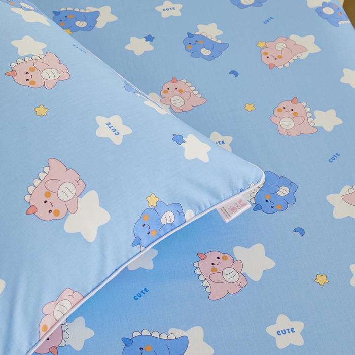 91家纺网 家纺一手货源 找家纺 ds生活馆 2025新款儿童纯棉精梳棉系列单床笠 星星恐龙蓝