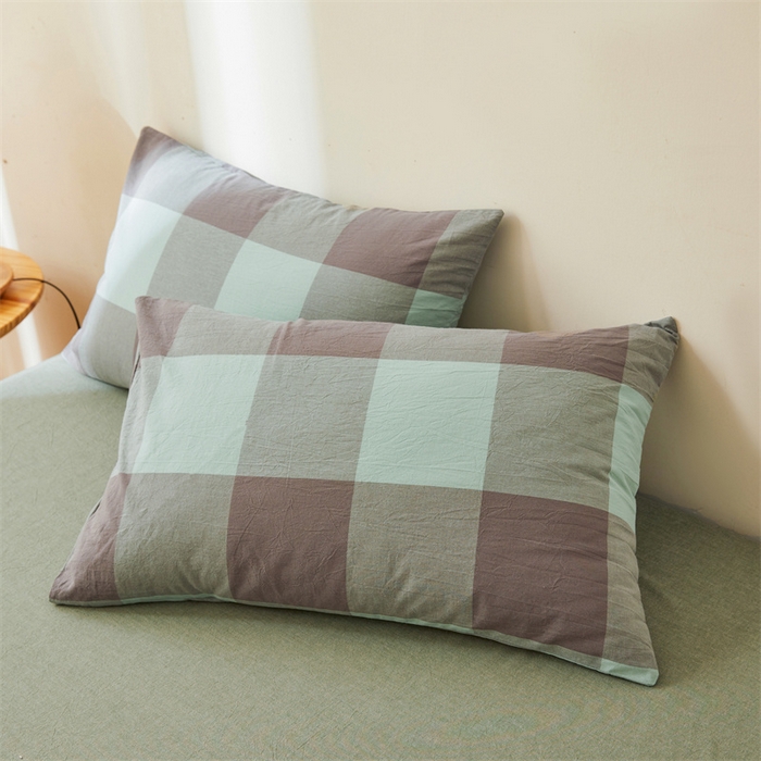 91家纺网 家纺一手货源 找家纺 恋人优选 2025新款纯棉色织水洗夏被 绿灰大格