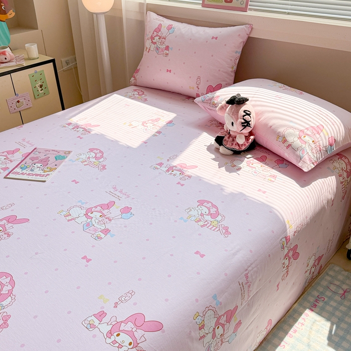 91家纺网 家纺一手货源 找家纺 呗旺鹿 2025新款正版三丽鸥全棉13372单品床单 童趣美乐蒂