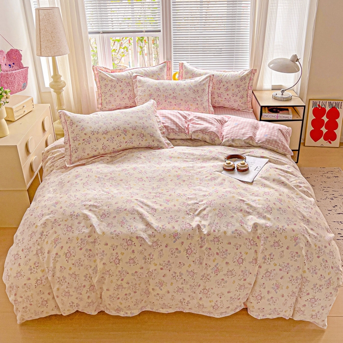 91家纺网 家纺一手货源 找家纺 暖芯优选 2025新款全棉纯棉一字绣四件套系列 春日限定