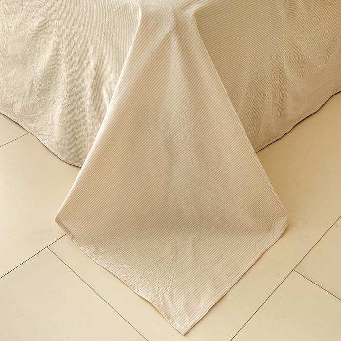 91家纺网 家纺一手货源 找家纺 恋之语家纺 2025新款全棉纯棉色织床单单品单床单床单单件 条纹咖