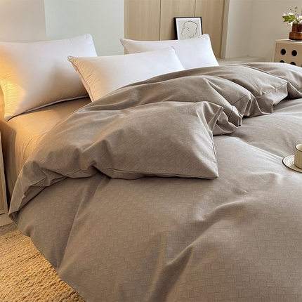 91家纺网 家纺一手货源 找家纺 （总）春皖家纺 2025新款A类全棉简约老粗纱布四件套风格一-普通款单被套