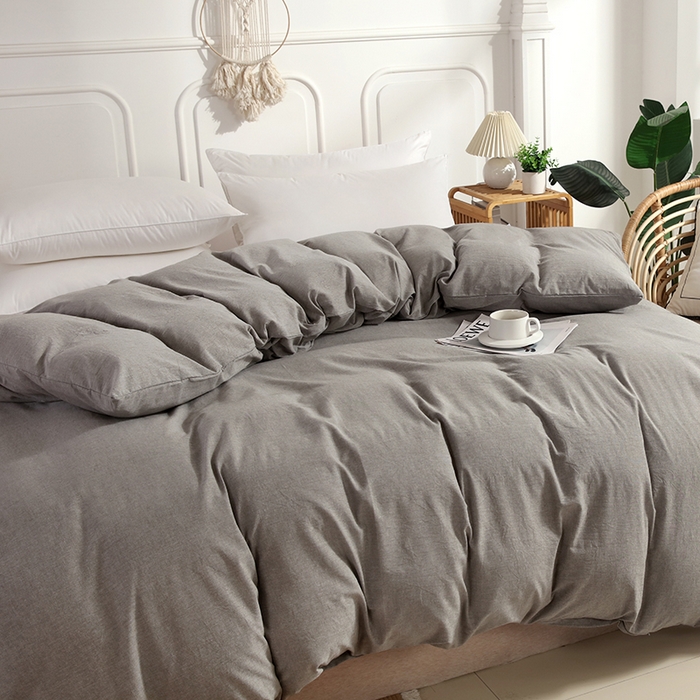 91家纺网 家纺一手货源 找家纺 恋之语 2025新款全棉纯棉色织被套单品单被套被套单件 冰山灰