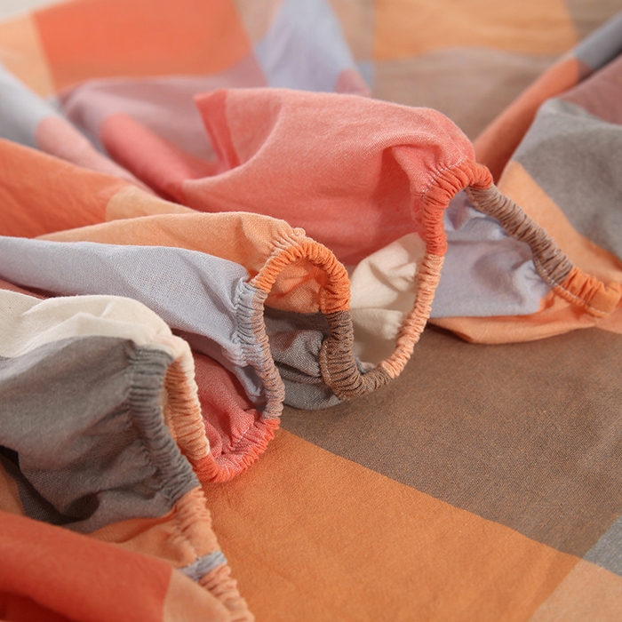 91家纺网 家纺一手货源 找家纺 恋之语 2025新款全棉纯棉色织床笠单品单床笠床笠单件 爱玛橙