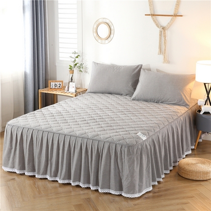 91家纺网 家纺一手货源 找家纺 （总）乐逸家纺 2025新品全棉色织水洗棉夹棉床裙