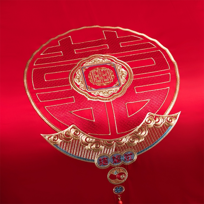 91家纺网 家纺一手货源 找家纺 博之洋婚庆 2025新款全棉长绒棉刺绣新中式婚庆系列多件套 喜悦