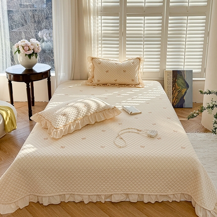 91家纺网 家纺一手货源 找家纺 （总）诗黛尔 2025新款全棉蝴蝶结床盖三件套