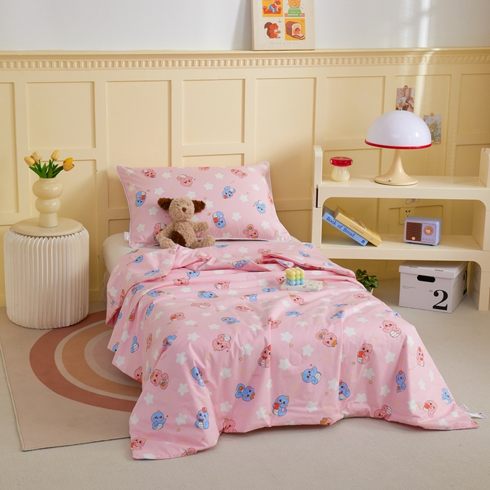 91家纺网 家纺一手货源 找家纺 ds生活馆 2025新款儿童学生纯棉精梳棉系列单夏被 水果恐龙