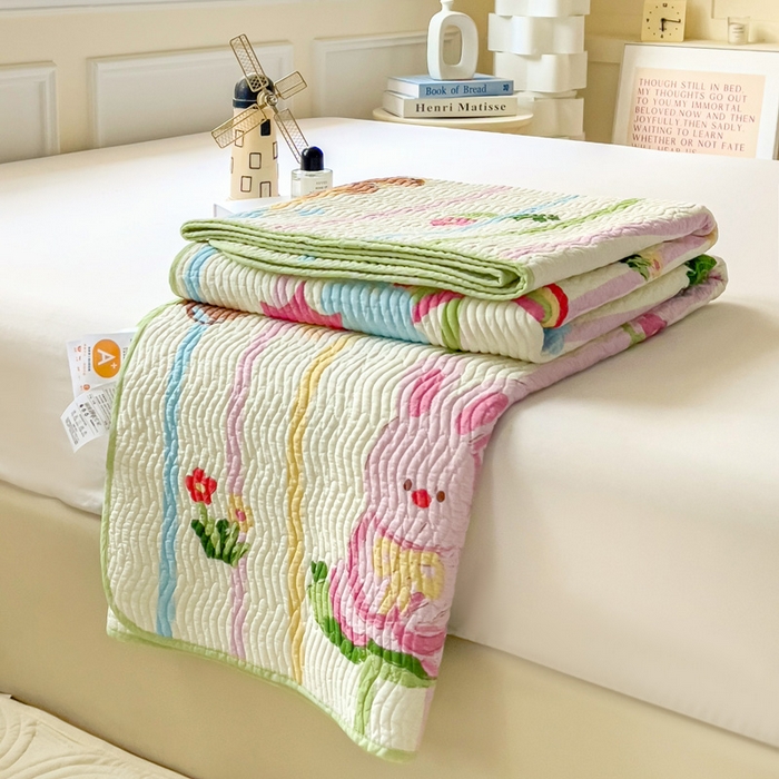 91家纺网 家纺一手货源 找家纺 羽爱家纺 2025全棉13372新疆棉花床盖三件套熊兔子