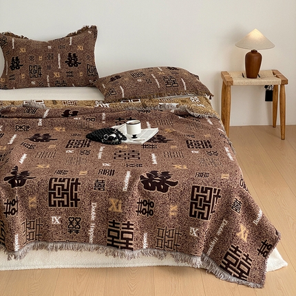 麻依 2025新款全棉四层纱布流苏毯旅行披肩休闲毛巾被 千禧