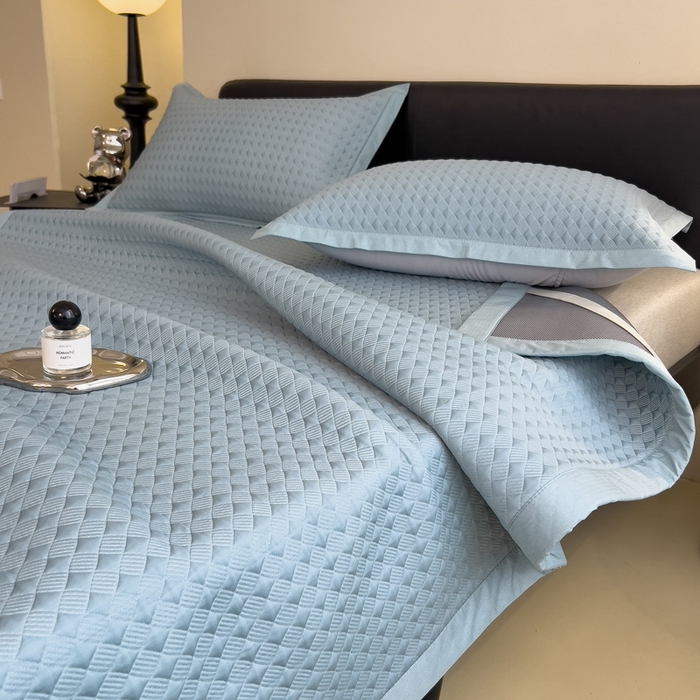 91家纺网 家纺一手货源 找家纺 （总）席世家 2025新款凉感席冰豆豆席子三套件凉席床笠